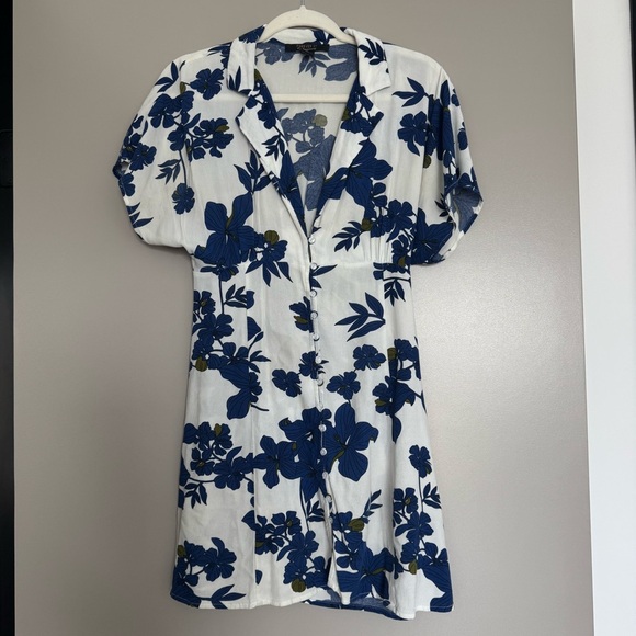 Blue Floral Button-Front Collared Mini Dress 💙 - Picture 3 of 7